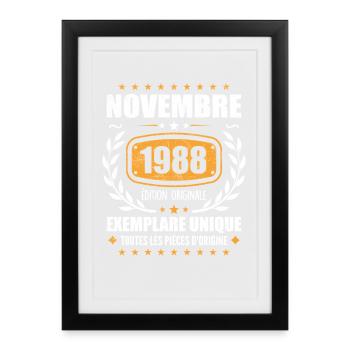 November 1988 Original Edition Vintage November - Framed poster (27 × 37 cm) - black - Front