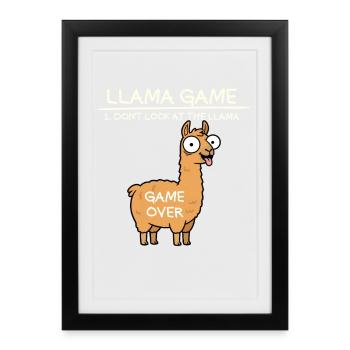 Llama Game Don't Look at the Llama Funny Llama - Framed poster (27 × 37 cm) - black - Front