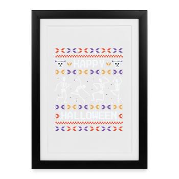 Style laid Joyeux Halloween Conception festive - Affiche encadrée (27 × 37 cm) - noir - Devant