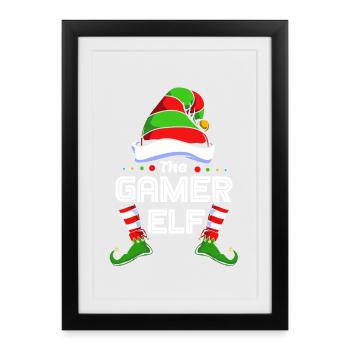 Gamer Gaming Gamer Elf Elf Christmas Gift - Framed poster (27 × 37 cm) - black - Front