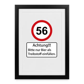 56 Achtung nur Bier als Treibstoff einfüllen - Gerahmtes Poster (27 × 37 cm) - Schwarz - Vorne