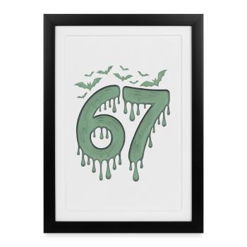 Green slime count 67 with bats - Framed poster (27 × 37 cm) - black - Front