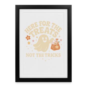 Ici, pour les friandises, pas pour les tours Ghost Design - Affiche encadrée (27 × 37 cm) - noir - Devant