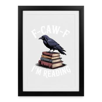 Le corbeau dans les livres – Lire le bonheur - Affiche encadrée (27 × 37 cm) - noir - Devant