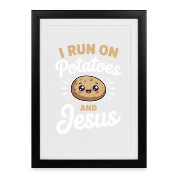 Je cours sur les pommes de terre et Jésus - Affiche encadrée (27 × 37 cm) - noir - Devant