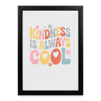 La gentillesse est toujours cool fleurs cœurs - Affiche encadrée (27 × 37 cm) - noir - Devant