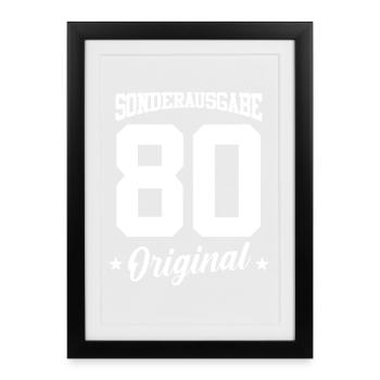 80 Geburtstag - Gerahmtes Poster (27 × 37 cm) - Schwarz - Vorne