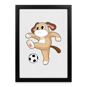 chien joueur de football football - Affiche encadrée (27 × 37 cm) - noir - Devant