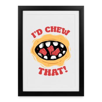 Beef Jerky Dried Meat Biltong I'd Chew That - Framed poster (27 × 37 cm) - black - Front