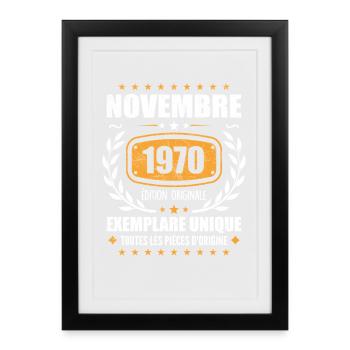 Novembre 1970 Édition Originale Vintage Novembre - Affiche encadrée (27 × 37 cm) - noir - Devant