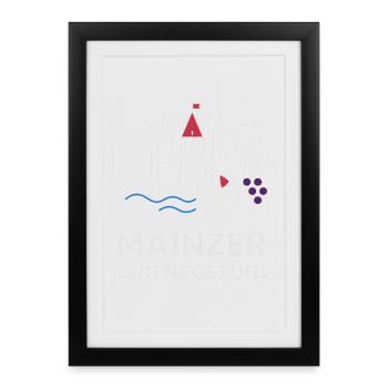 Mainz Lebensgefühl Skyline & Wein - Gerahmtes Poster (27 × 37 cm) - Schwarz - Vorne