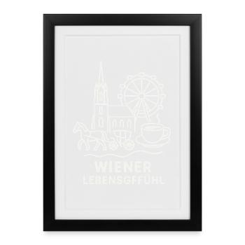 Wiener Lebensgefühl Collage - Gerahmtes Poster (27 × 37 cm) - Schwarz - Vorne