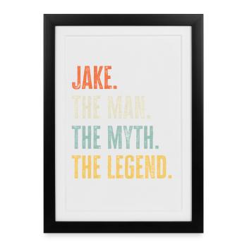 Jake Man Myth Legend Retro Design Gift Name - Framed poster (27 × 37 cm) - black - Front