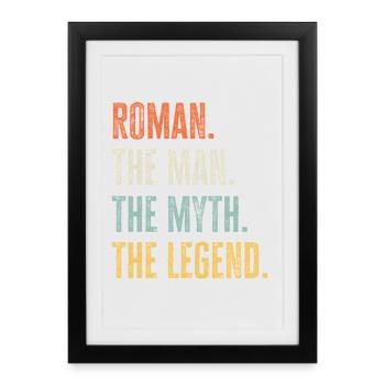 Roman Man Myth Legend Retro Design Gift Name - Framed poster (27 × 37 cm) - black - Front