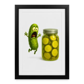 Scared Pickle and Humorous Jar - Framed poster (27 × 37 cm) - black - Front