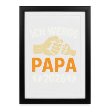 Future papa JE SERAI PAPA 2026 Drôle - Affiche encadrée (27 × 37 cm) - noir - Devant