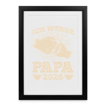 Future papa JE SERAI PAPA 2026 Drôle - Affiche encadrée (27 × 37 cm) - noir - Devant