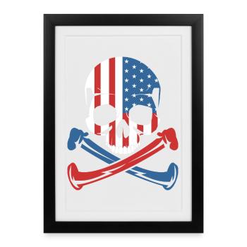 American Flag Skull Shirt - Framed poster (27 × 37 cm) - black - Front
