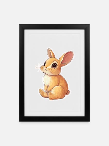 Hase - Gerahmtes Poster (27 × 37 cm) - Schwarz