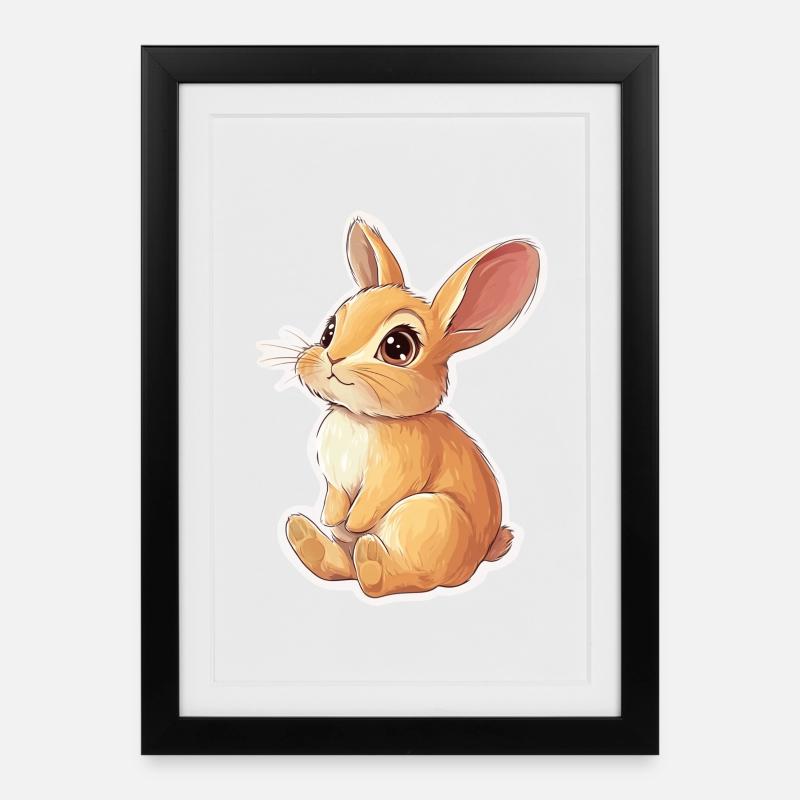 Hase - Gerahmtes Poster (27 × 37 cm) - Schwarz