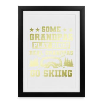 Dicton de ski de grand-père - Affiche encadrée (27 × 37 cm) - noir - Devant