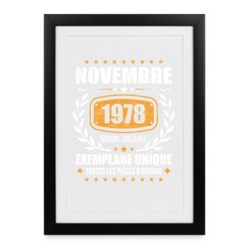 Novembre 1978 Édition Originale Vintage Novembre - Affiche encadrée (27 × 37 cm) - noir - Devant