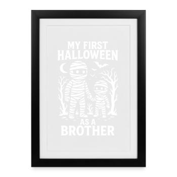 My First Halloween As A Brother Mummy Costume - Framed poster (27 × 37 cm) - black - Front