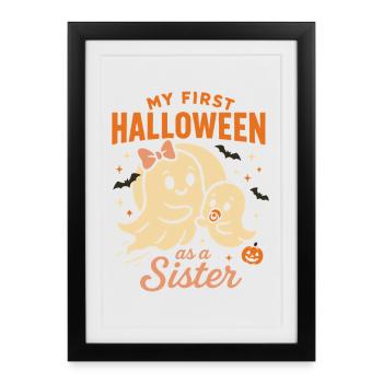 Mon premier Halloween en tant que sœur fantôme Design - Affiche encadrée (27 × 37 cm) - noir - Devant