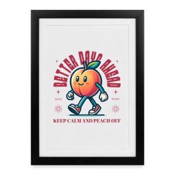 Funny Peach Saying Fruit Lover Peaches - Framed poster (27 × 37 cm) - black - Front