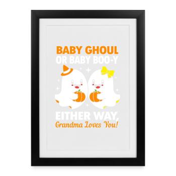 Gender Reveal Halloween Babyshower - Framed poster (27 × 37 cm) - black - Front