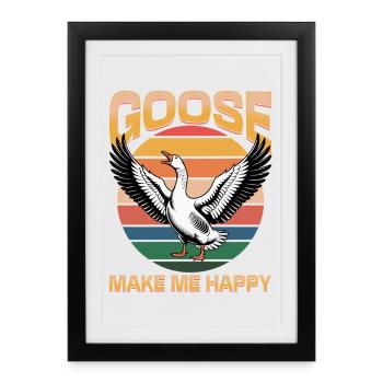 Drôle d’oiseau oie - Affiche encadrée (27 × 37 cm) - noir - Devant