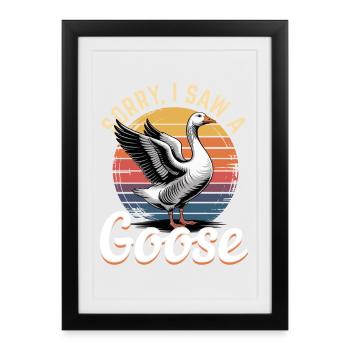 Drôle d’oiseau oie - Affiche encadrée (27 × 37 cm) - noir - Devant