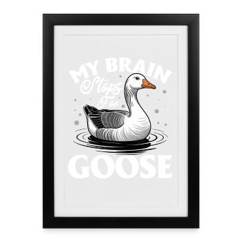 Drôle d’oiseau oie - Affiche encadrée (27 × 37 cm) - noir - Devant