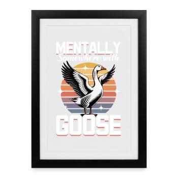 Drôle d’oiseau oie - Affiche encadrée (27 × 37 cm) - noir - Devant