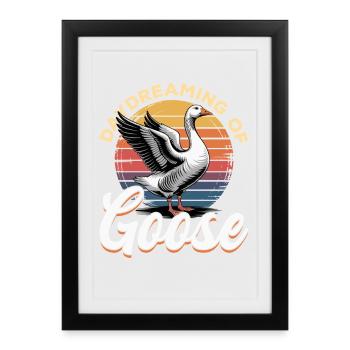 Drôle d’oiseau oie - Affiche encadrée (27 × 37 cm) - noir - Devant