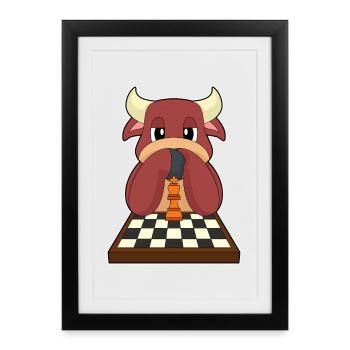 Bull Chessboard Chess Board Game - Framed poster (27 × 37 cm) - black - Front