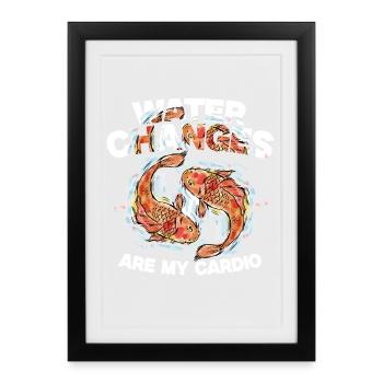 Pisciculture Pisciculture L’eau change mon cardio - Affiche encadrée (27 × 37 cm) - noir - Devant