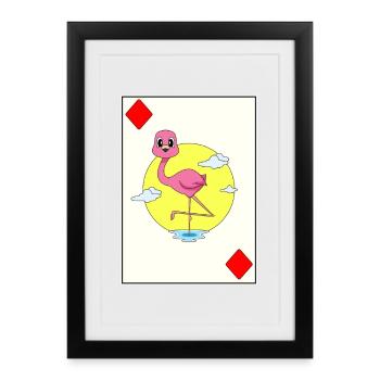 Flamingo Poker Jeu de cartes de poker - Affiche encadrée (27 × 37 cm) - noir - Devant