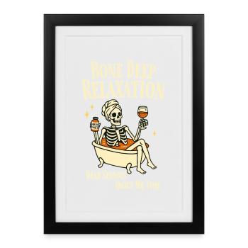 Relaxation profonde des os – Bien-être amusant du squelette - Affiche encadrée (27 × 37 cm) - noir - Devant