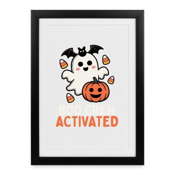 Boo Crew activé - Design mignon d’Halloween - Affiche encadrée (27 × 37 cm) - noir - Devant