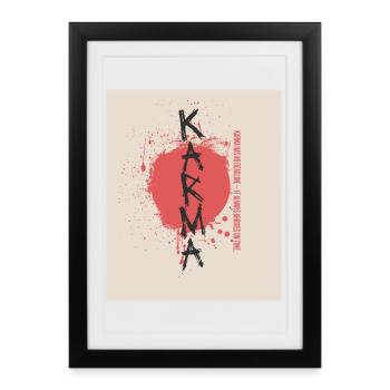 Karma n’a pas de date limite Dictons Chemise - Affiche encadrée (27 × 37 cm) - noir - Devant
