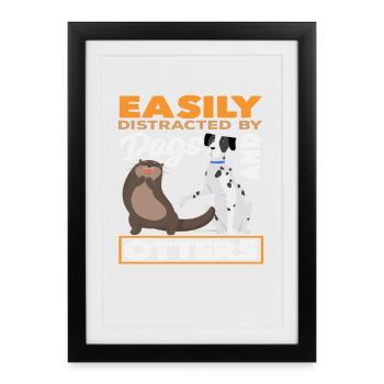 Chiens Loutre de mer Dessin animé - Affiche encadrée (27 × 37 cm) - noir - Devant