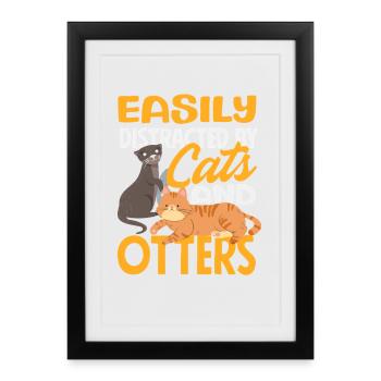 Cats Sea Otter Cartoon - Framed poster (27 × 37 cm) - black - Front