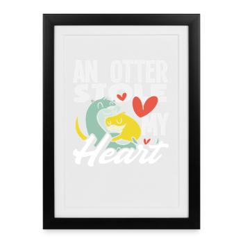 Otter Hat Mein Herz Gestohlen Seeotter Cartoon - Gerahmtes Poster (27 × 37 cm) - Schwarz - Vorne