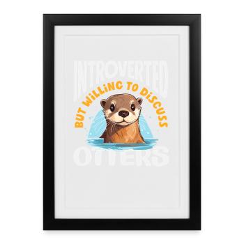 Introvert Discussing Sea Otter Cartoon - Framed poster (27 × 37 cm) - black - Front