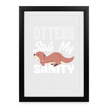Otter Sanity Seeotter Cartoon - Gerahmtes Poster (27 × 37 cm) - Schwarz - Vorne