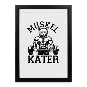 Douleurs musculaires - chat - dicton - Affiche encadrée (27 × 37 cm) - noir - Devant