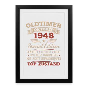 80th Birthday Gift Vintage Car October 1948 - Framed poster (27 × 37 cm) - black - Front