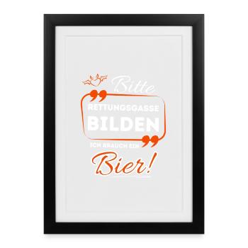 S’il vous plaît, formez une file d’attente, j’ai besoin d’une bière ! - Affiche encadrée (27 × 37 cm) - noir - Devant