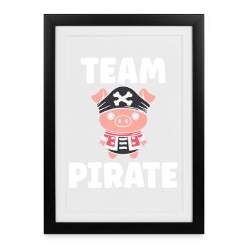 Cochon Pirate Kawaii Équipe - Affiche encadrée (27 × 37 cm) - noir - Devant